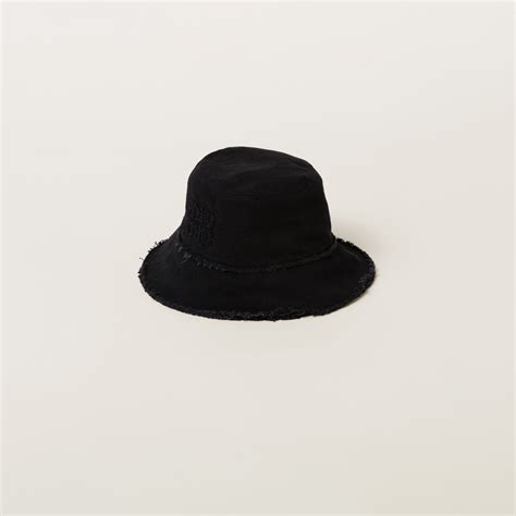 miu miu denim bucket hat|Black Denim Bucket Hat .